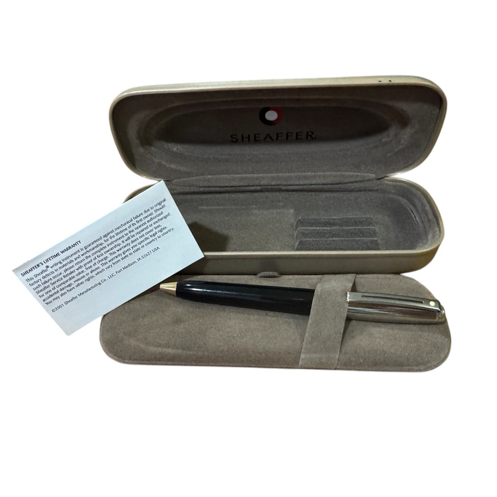 Sheaffer Black and Silver Fountain Pen with Warranty